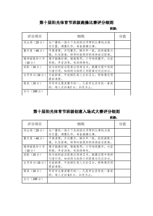 跑操比赛评分细则