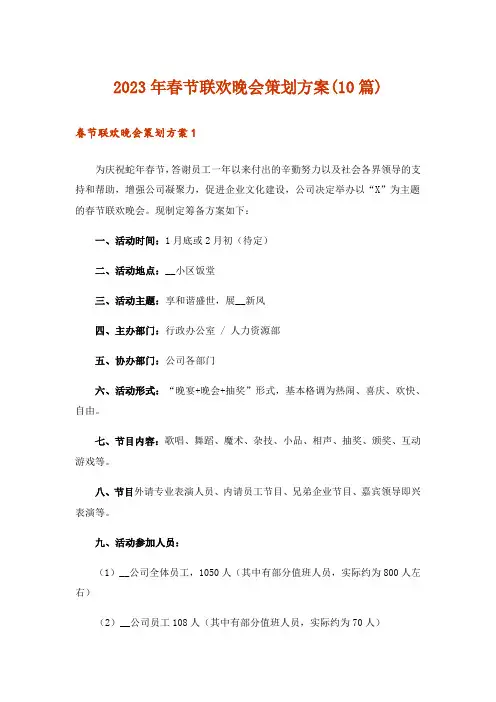 2023年春节联欢晚会策划方案(10篇)_1