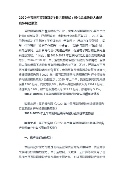 2020年我国互联网保险行业运营现状：替代品威胁较大市场竞争将趋激烈