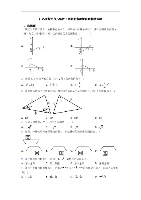 江苏省徐州市八年级上学期期末质量自测数学试题