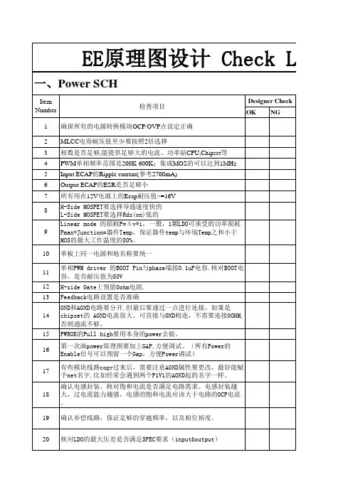 CHECKLIST- EE原理图设计检查