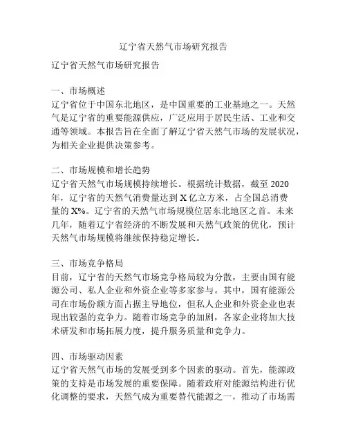 辽宁省天然气市场研究报告