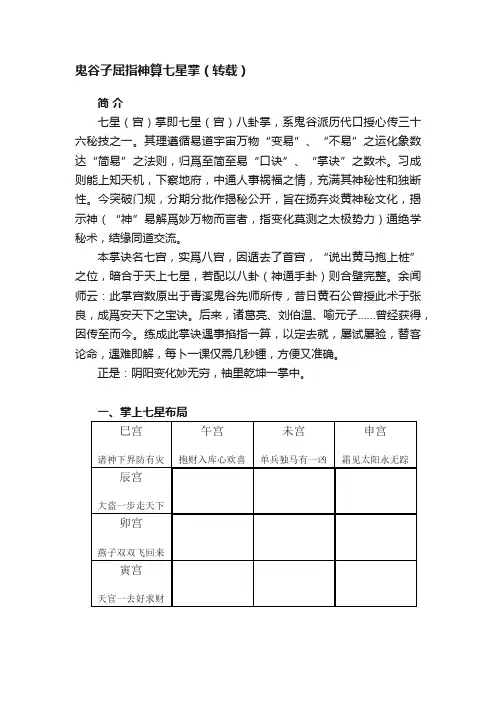 鬼谷子屈指神算七星掌（转载）