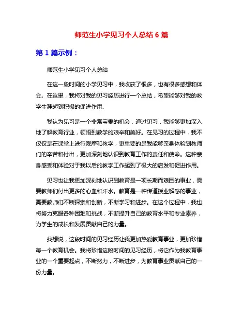 师范生小学见习个人总结6篇