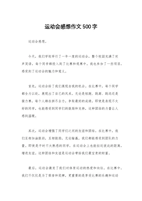 运动会感想作文500字