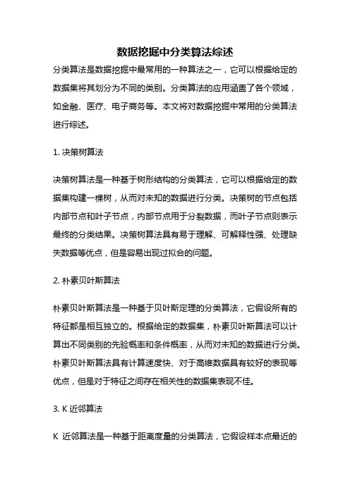 数据挖掘中分类算法综述