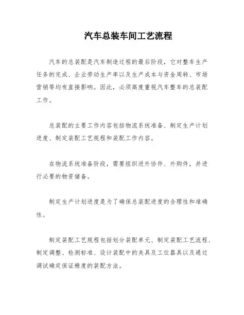 汽车总装车间工艺流程