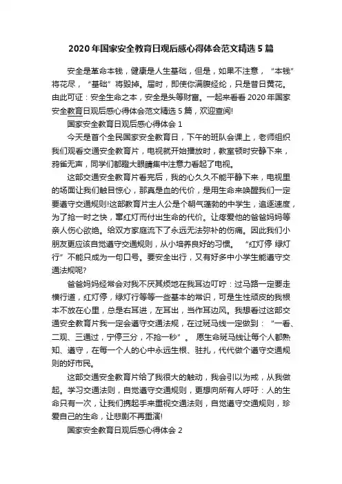 2020年国家安全教育日观后感心得体会范文精选5篇