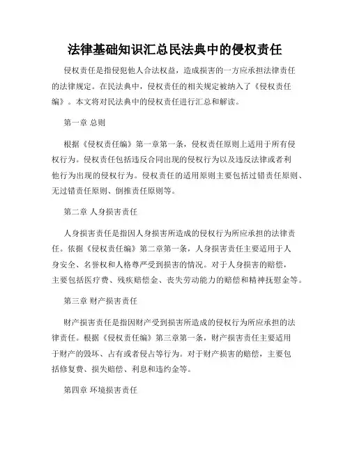 法律基础知识汇总民法典中的侵权责任