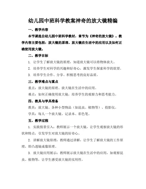 幼儿园中班科学教案神奇的放大镜精编