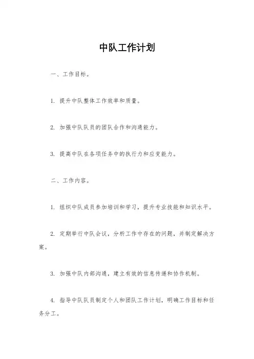 中队工作计划