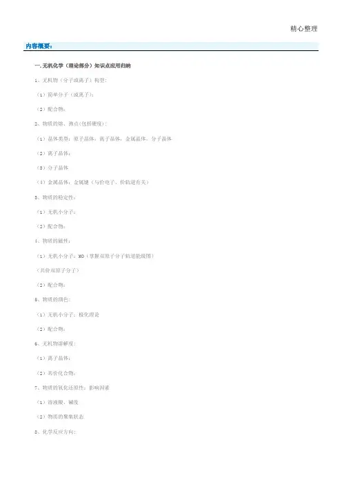 考研无机化学知识点总结