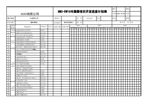 项目开发进度计划表