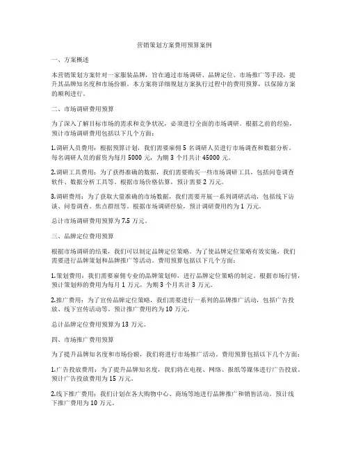 营销策划方案费用预算案例