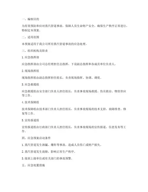 蒸汽管道事故应急预案
