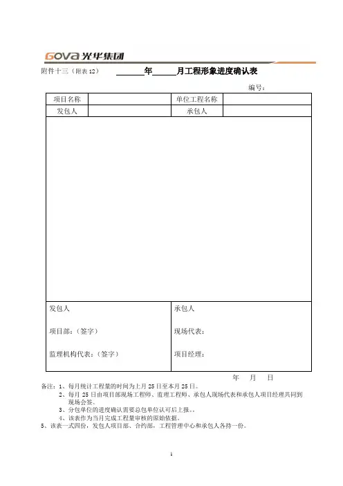 形象进度表格