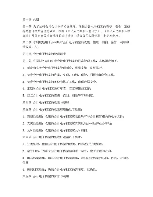自制会计电子档案管理制度