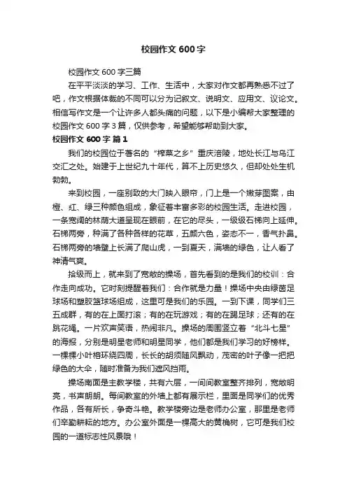 校园作文600字三篇