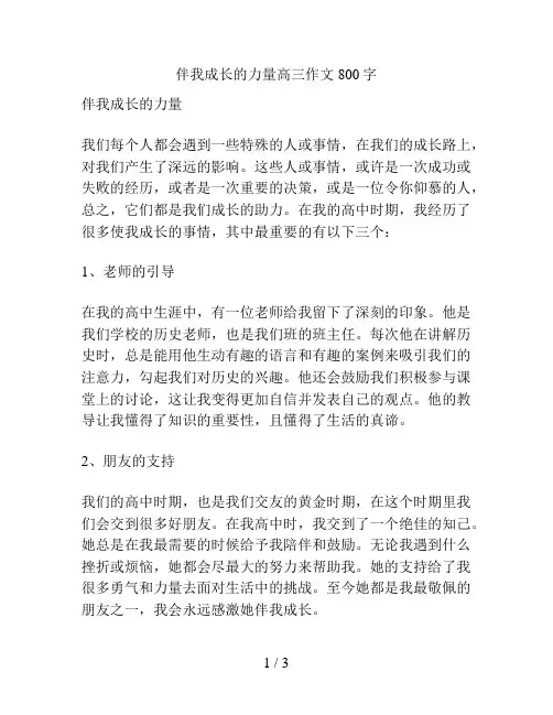 伴我成长的力量高三作文800字