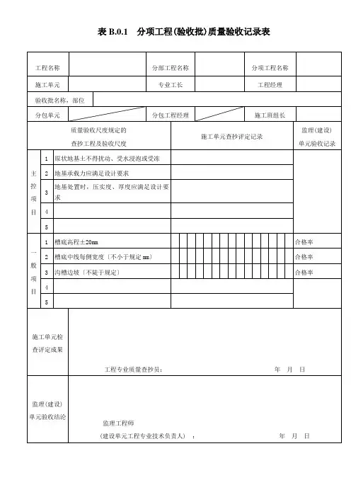 给排水市政资料表格
