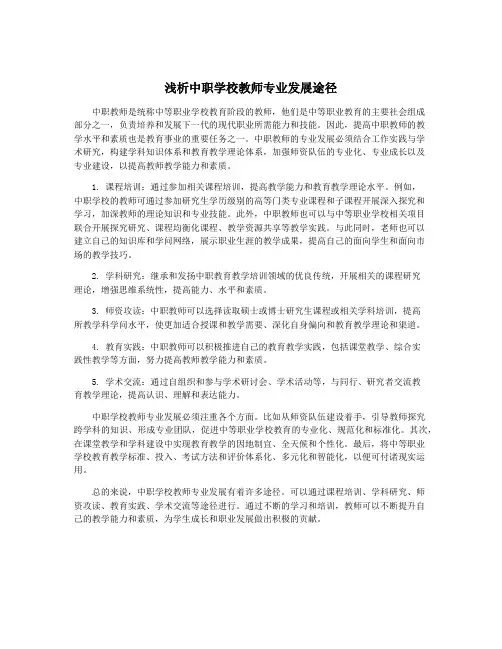 浅析中职学校教师专业发展途径