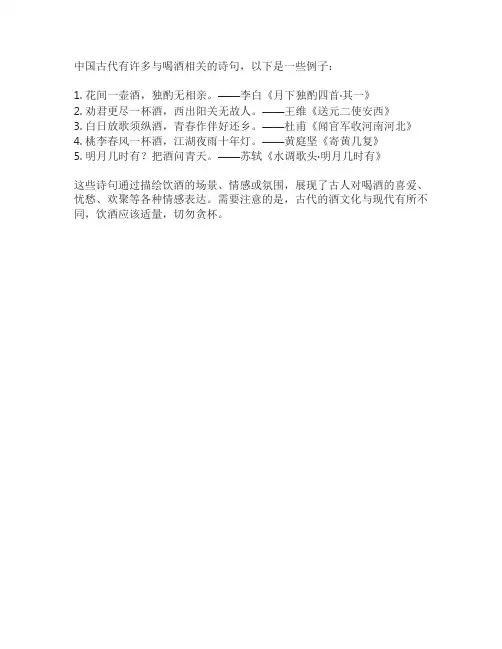 古代有关喝酒的诗句