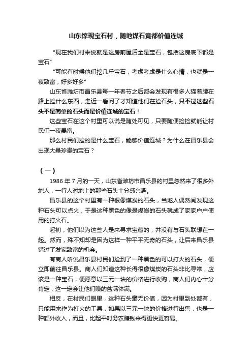 山东惊现宝石村，随地煤石竟都价值连城