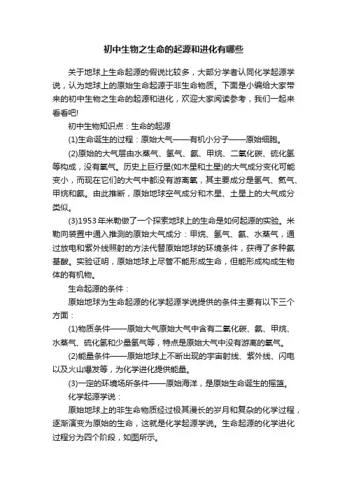 初中生物之生命的起源和进化有哪些