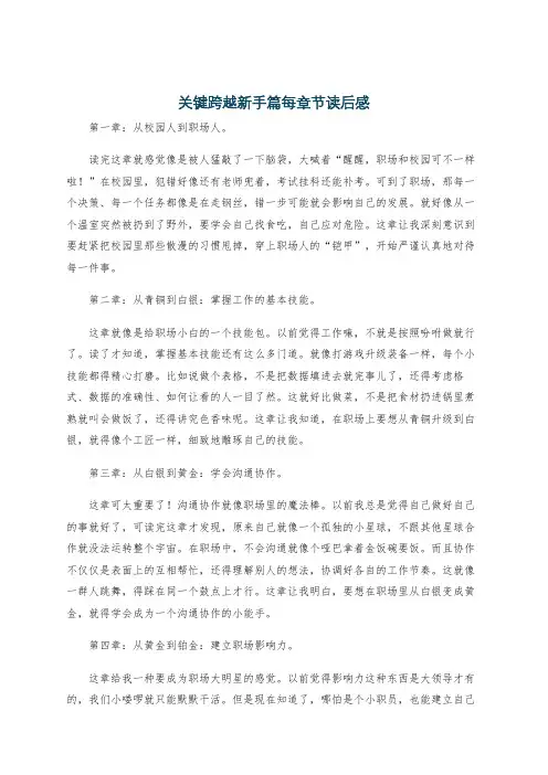关键跨越新手篇每章节读后感