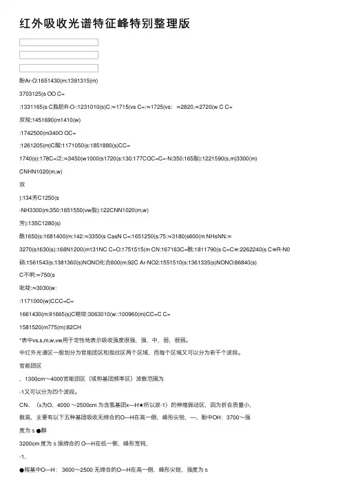 红外吸收光谱特征峰特别整理版