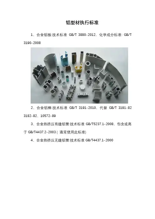 各种铝型材的相关执行标准