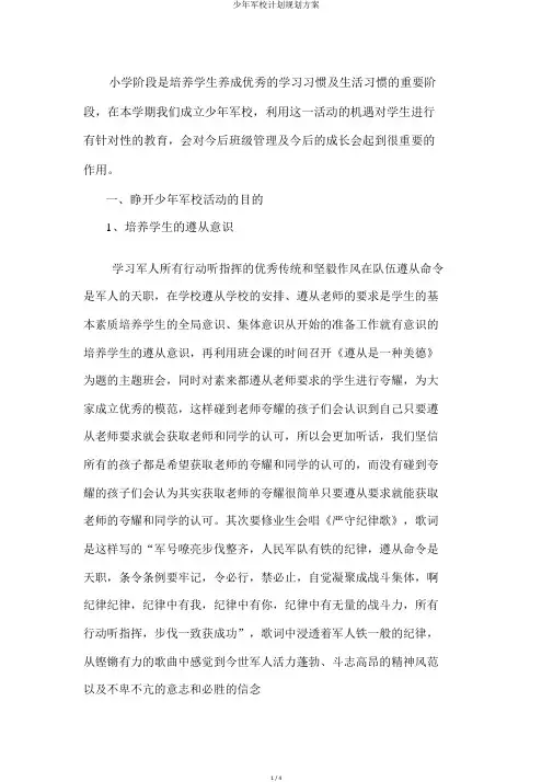 少年军校计划规划方案