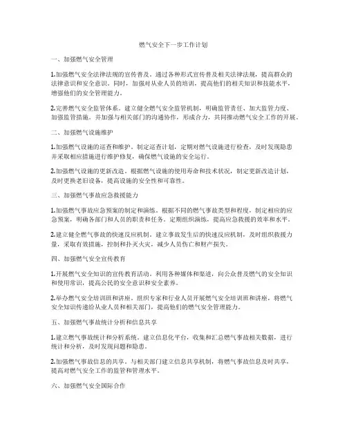 燃气安全下一步工作计划