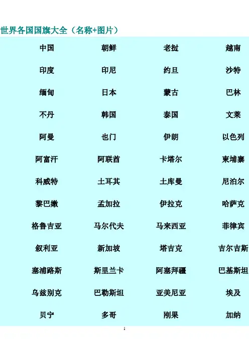 世界各国国旗大全(名称 图片)
