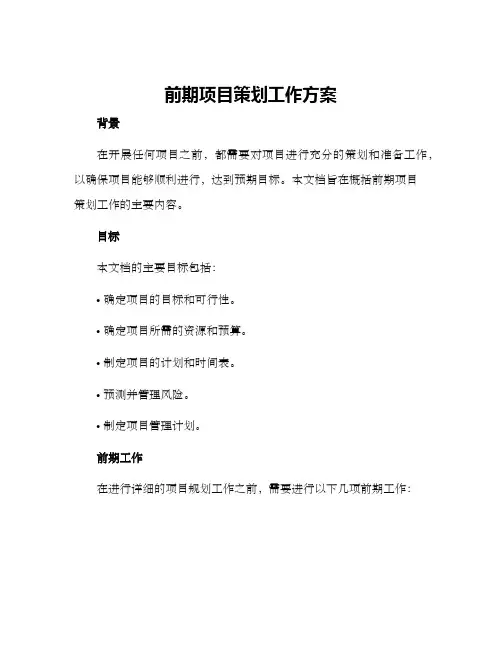 前期项目策划工作方案