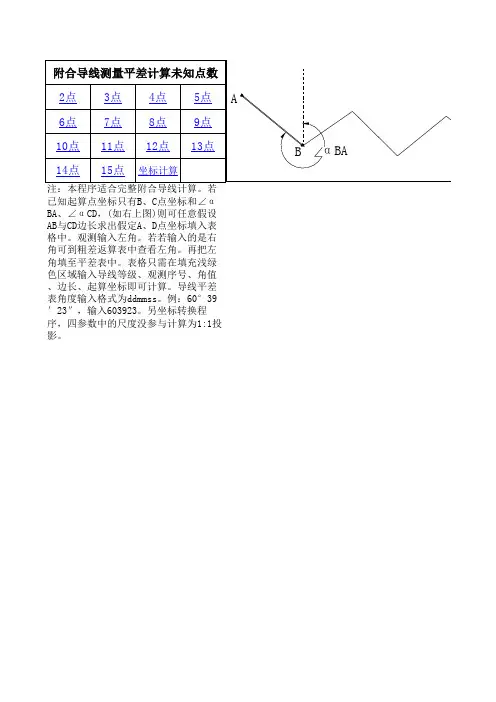 附合导线测量平差计算表②(加密)