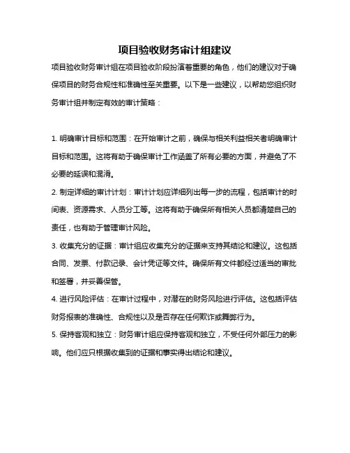 项目验收财务审计组建议