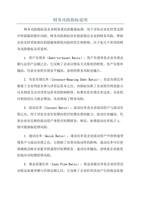 财务风险指标说明