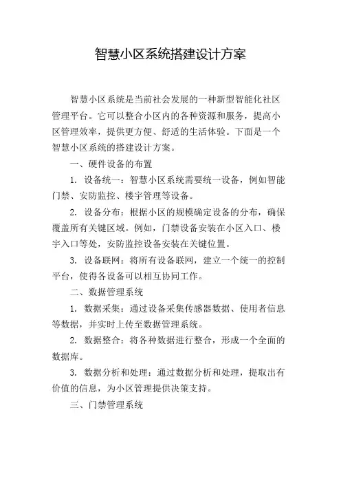 智慧小区系统搭建设计方案