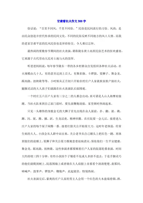 甘肃看社火作文300字