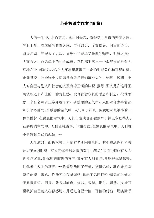 小升初语文作文(15篇)精选