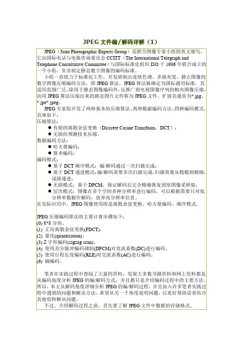 JPEG图片文件编解码详解