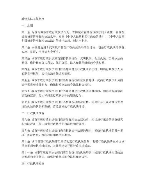 城管执法工作制度