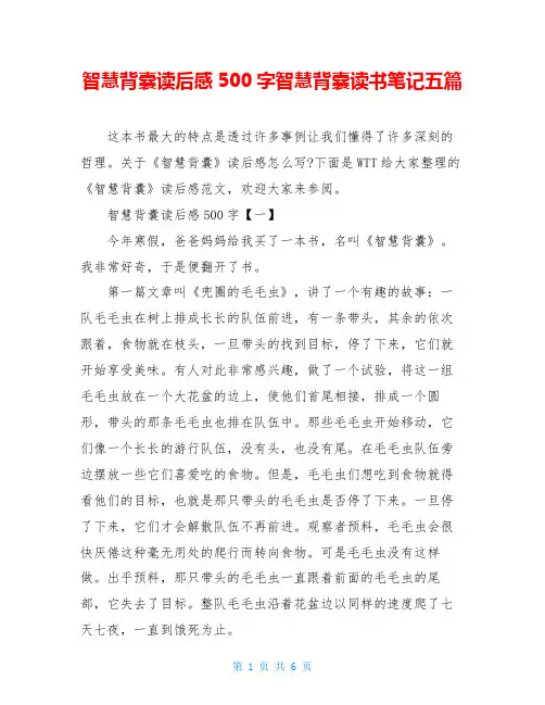 智慧背囊读后感500字智慧背囊读书笔记五篇