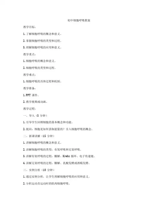 初中细胞呼吸教案