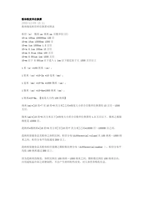 [指南]粒度单位换算