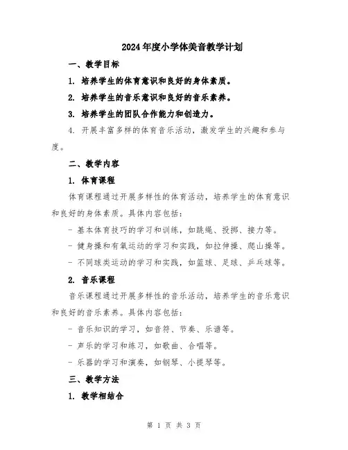 2024年度小学体美音教学计划