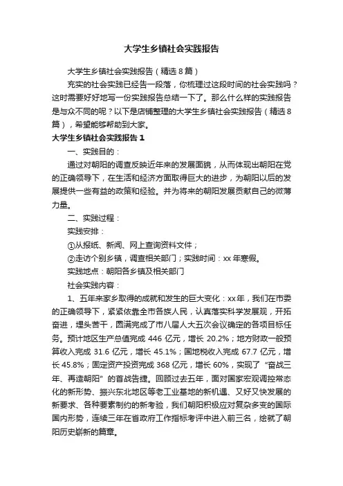 大学生乡镇社会实践报告