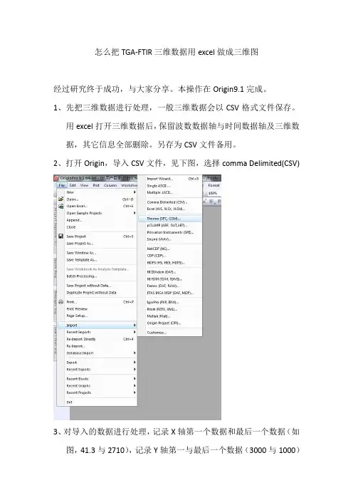 怎么把TGA-FTIR数据在origin中转成三维图