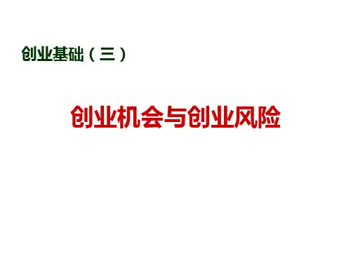 创业基础三 创业机会与创业风险